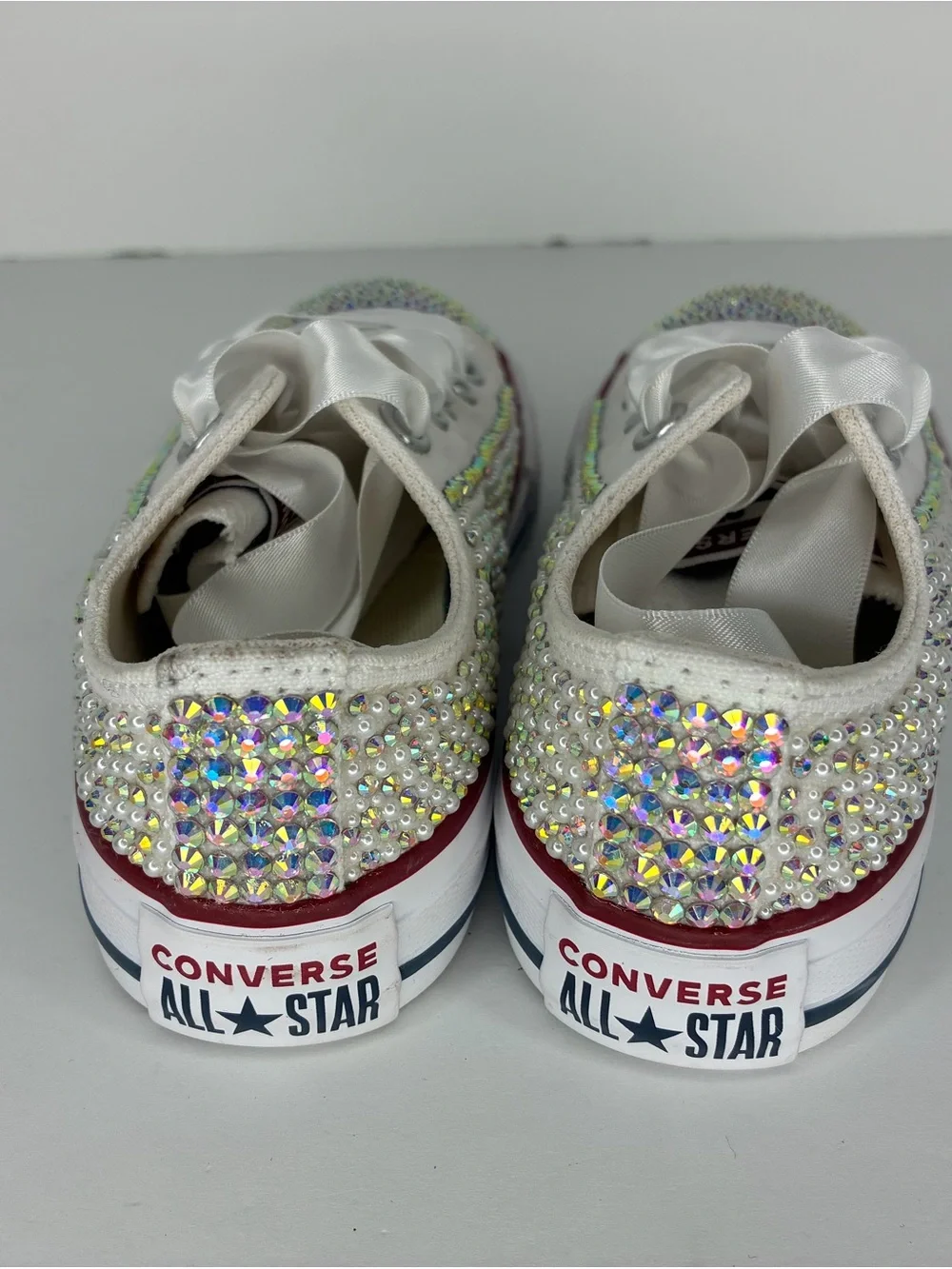 Converse White Crystal-Embellished Kids Sneakers